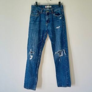 Vintage Levi's 502 Regular Tapered Distressed High Rise Jeans Sz 29